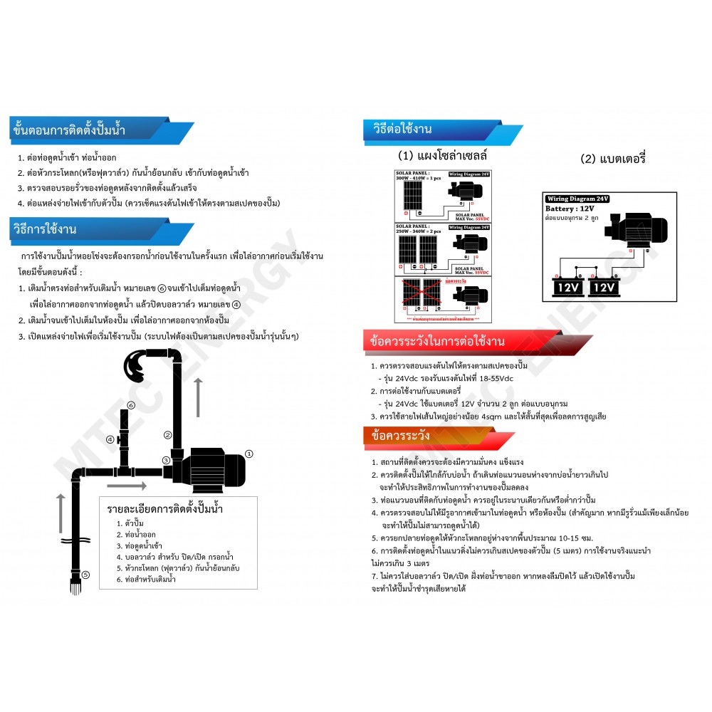 ปั้มหอยโข่งDC 280W 24V รุ่น LSWQB-24 ยี่ห้อ LARENS